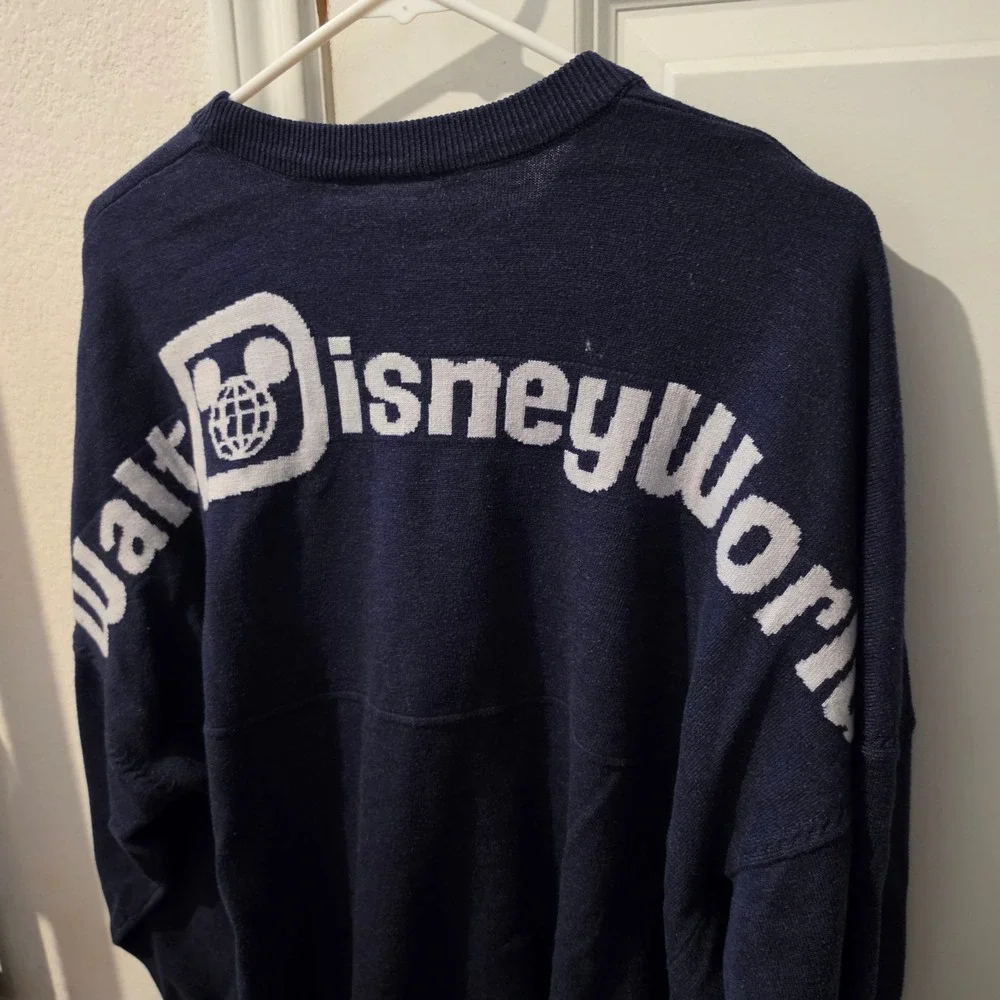 Disney Parks Spirit Jersey Navy Blue Knit Walt Disney World Sweater Unisex XL